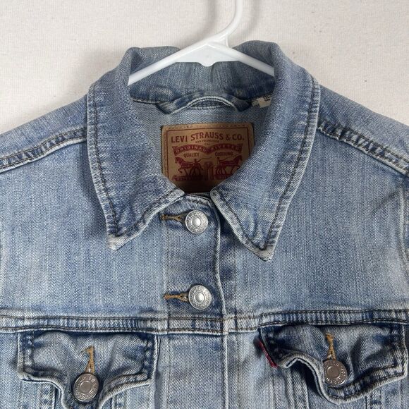 Levis Jean Jacket Womens Size Small Light Wash Trucker Denim Original STAINED - Picture 4 of 13